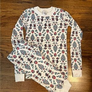 Hanna Andersson Kids Pajama Set - White with Red and Green Pattern